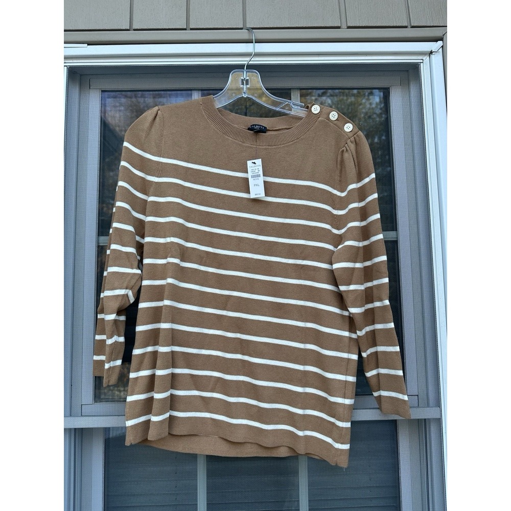 Talbots Stripe Sweater Pullover Crew Neck Size XL p New